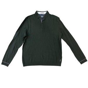 Ted Baker Polo Shirt Mens Size 3 (US M) 100% Cotton Green Textured Sweater Knit